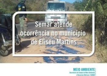 Carreta tomba com carga perigosa em Eliseu Martins e provoca grave dano ambiental